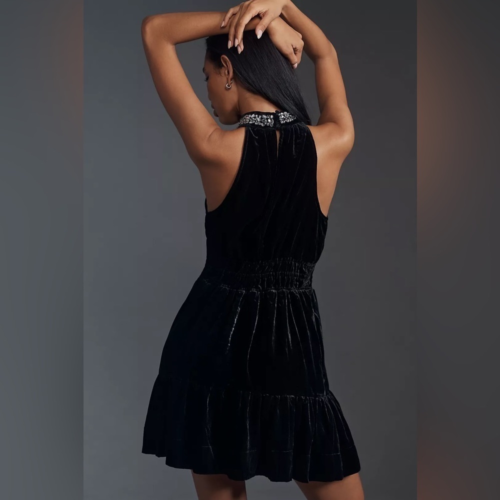 NWT! Anthropologie The Somerset Mini Dress: Velvet Halter Edition - multiple🎶 - Picture 7 of 12